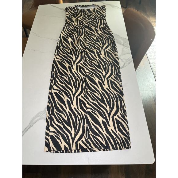 Jessica McClintock Gunne Sax PROM Party Dress Sz 7/8 Strapless Long Zebra Print - Picture 13 of 15